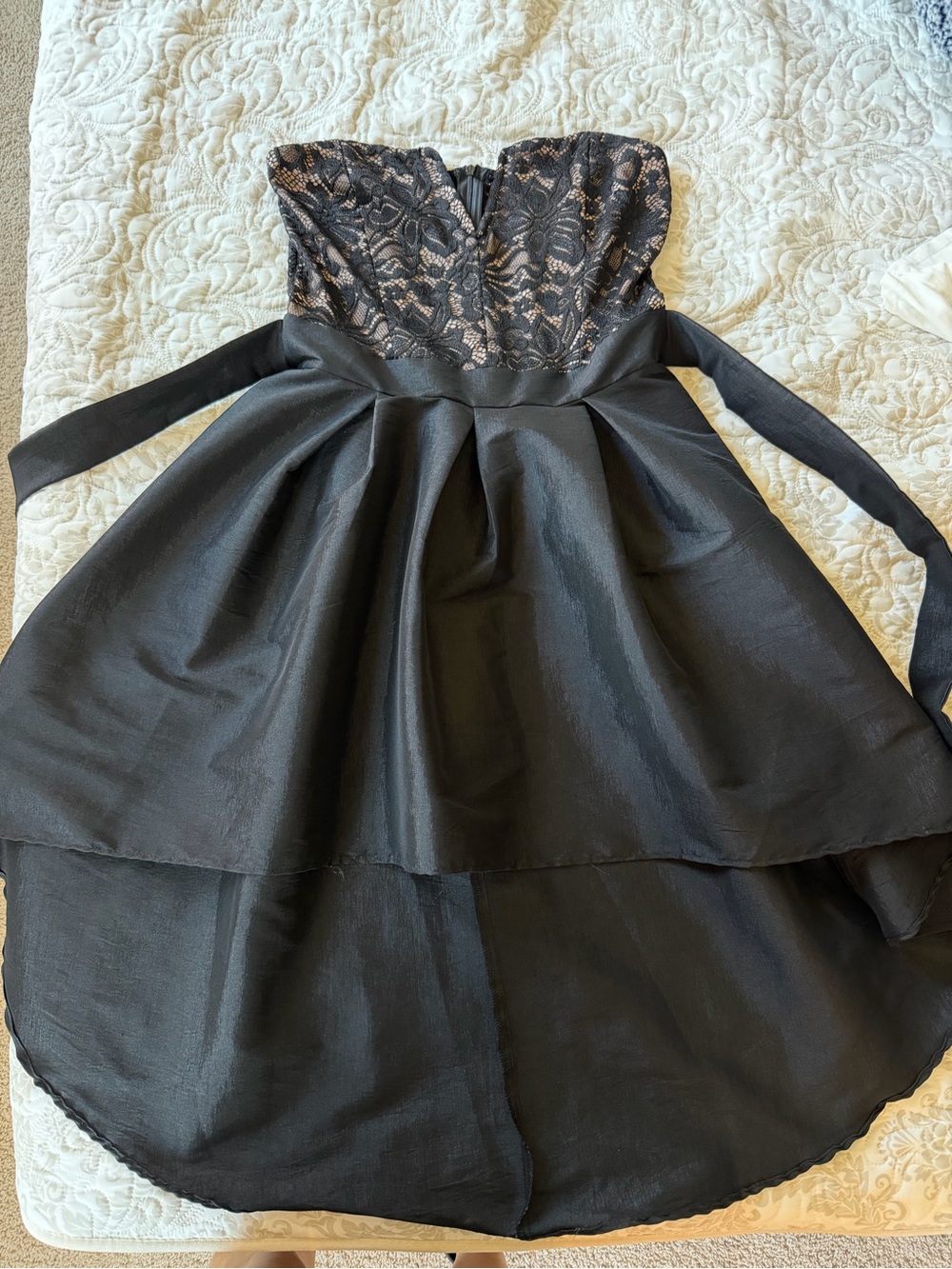 Black Lace-Top Hi-Low Dress
